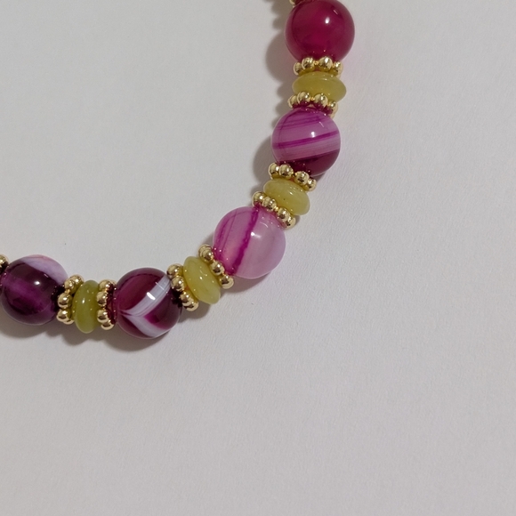 Striped Agate/Lemon Jade Bracelet - Picture 6 of 11